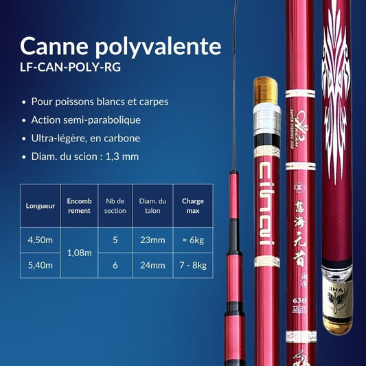 Canne à Pêche Polyvalente Ultra-Légère - Série Rouge