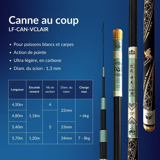 Canne à coup pour pêche à la chinoise - Série Vert Clair